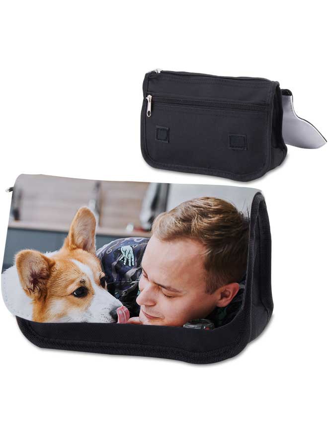 Custom printed black cosmetic bag