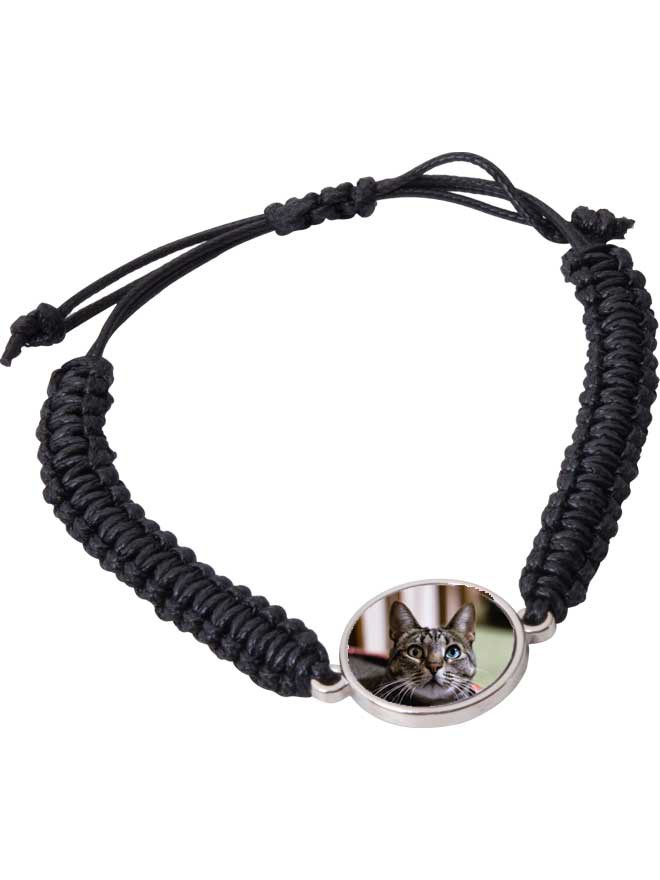 Custom printed fabric silver photo bracelet