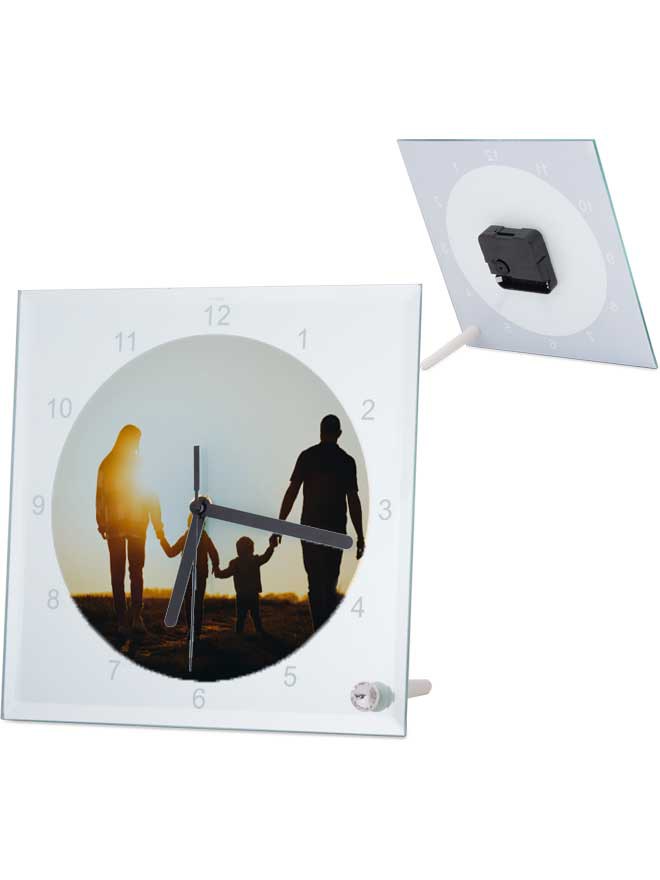 Custom printed glass square mirror clock