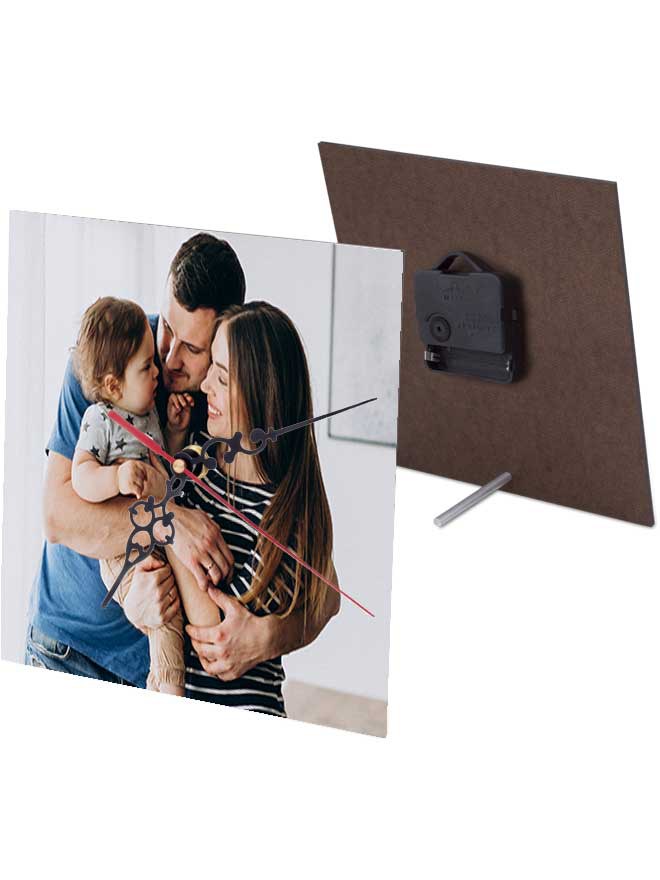 Custom printed square hardboard clock