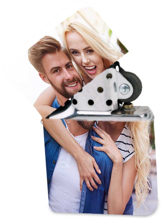 Custom printed metal lighter white zippo