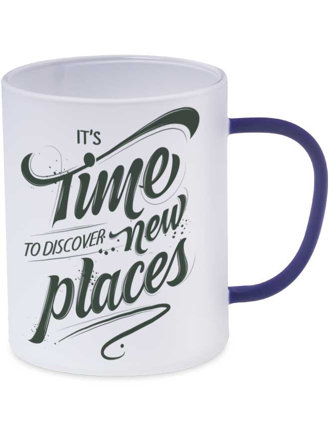 Custom printed blue frosted mug